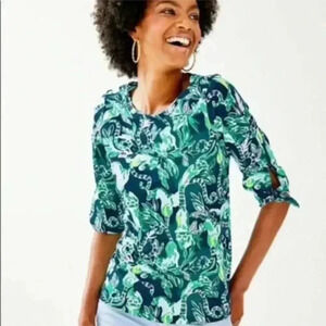 LILLY PULITZER Womens Preston Top Tidal Wave